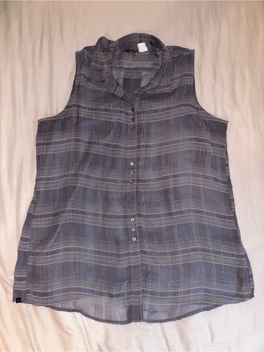 Merrell Women’s Sheer Plaid Button Up Tank Top Large Gorpcore